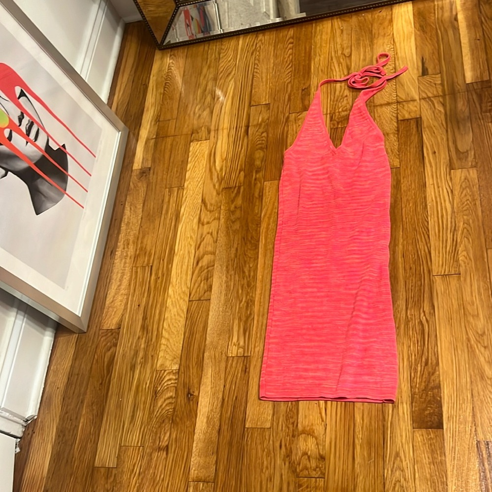 Summer knit hot pink dress